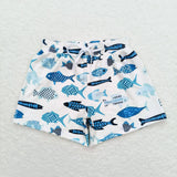 S0399 Fish Blue Boy's Shorts Swim Trunks