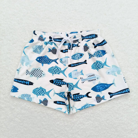 S0399 Fish Blue Boy's Shorts Swim Trunks