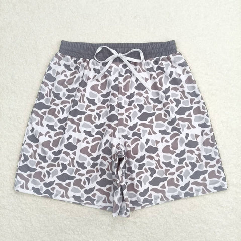 S0403 Grey Amry Camo Men Adult's Swim Trunks Shorts