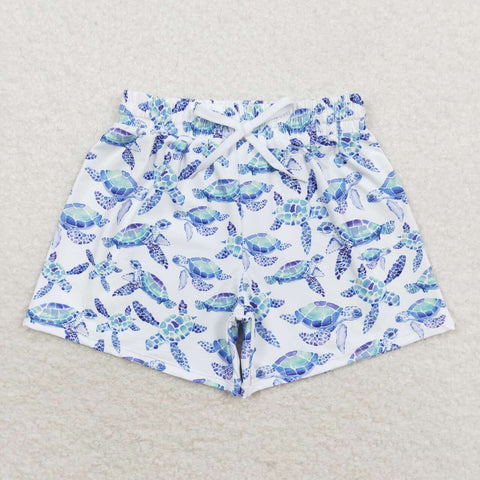 S0431 Sea turtle Blue Boy's Shorts Swim Trunks