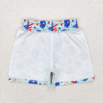 S0434 4th of July Star Smiley Face Boy's Shorts Swim Trunks