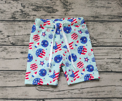 Preorder S0434 4th of July Star Smiley Face Boy's Shorts Swim Trunks
