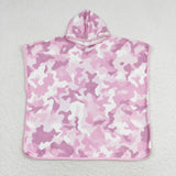 S0437 Pink Camo Hoodie Bathrobe Girls Coat