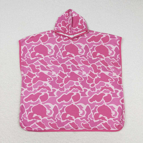 S0438 Pink Camo Hoodie Bathrobe Girls Coat