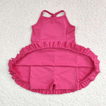 S0440 Hot Pure Pink Girls Swimsuit Onesie