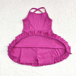 S0441 Hot Pure Purple Girls Swimsuit Onesie