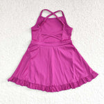 S0441 Hot Pure Purple Girls Swimsuit Onesie