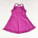 S0441 Hot Pure Purple Girls Swimsuit Onesie