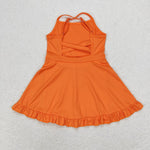 S0442 Hot Pure Orange Girls Swimsuit Onesie