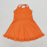 S0442 Hot Pure Orange Girls Swimsuit Onesie