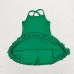 S0444 Hot Pure Green Girls Swimsuit Onesie