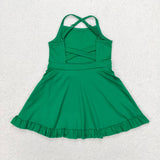 S0444 Hot Pure Green Girls Swimsuit Onesie