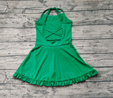 S0444 Hot Pure Green Girls Swimsuit Onesie