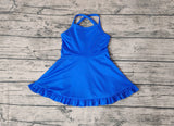 S0445 Hot Pure Blue Girls Swimsuit Onesie