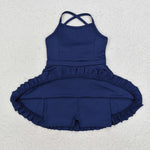 S0456 Dark Blue Sports Girls Swimsuit Onesie