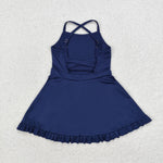 S0456 Dark Blue Sports Girls Swimsuit Onesie