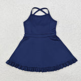 S0456 Dark Blue Sports Girls Swimsuit Onesie