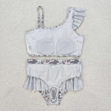 S0457 Summer Camo Grey Hunting Girl's Swimsuit