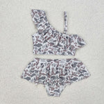 S0457 Summer Camo Grey Hunting Girl's Swimsuit