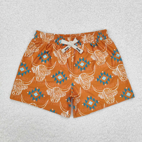 S0463 Western Cows Boy's Shorts Swim Trunks