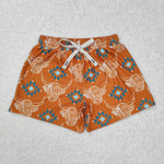 S0463 Western Cows Boy's Shorts Swim Trunks