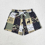 S0467 Hunting Camo Elk Boy's Shorts Swim Trunks