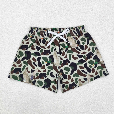 S0469 Hunting Camo Elk Mallard Ducks Boy's Shorts Swim Trunks