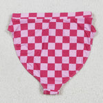 S0559 Pink Plaid Summer Women Adult Swimsuit