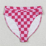S0559 Pink Plaid Summer Women Adult Swimsuit