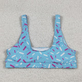 S0577 Ice Cream Drip Sprinkles Blue Summer Women Adult Swimsuit