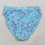 S0577 Ice Cream Drip Sprinkles Blue Summer Women Adult Swimsuit