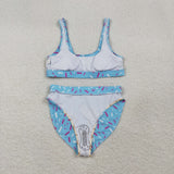 S0577 Ice Cream Drip Sprinkles Blue Summer Women Adult Swimsuit