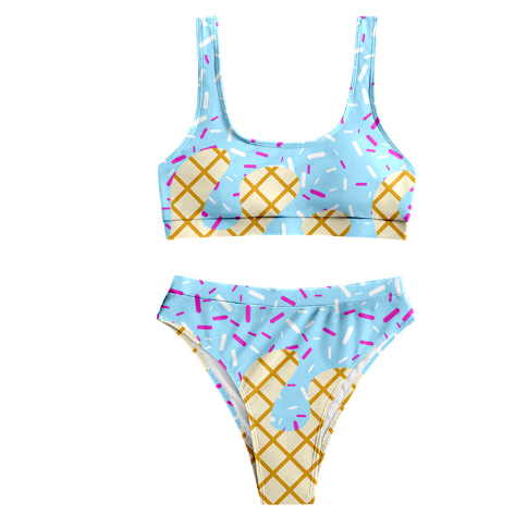Preorder 09.04 S0577 Ice Cream Drip Sprinkles Blue Summer Women Adult Swimsuit