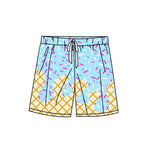 Preorder 09.04 S0578 Ice Cream Drip Sprinkles Blue Adult's Men Swim Trunks Shorts