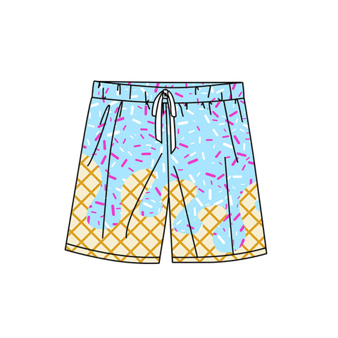 Preorder 09.04 S0578 Ice Cream Drip Sprinkles Blue Adult's Men Swim Trunks Shorts