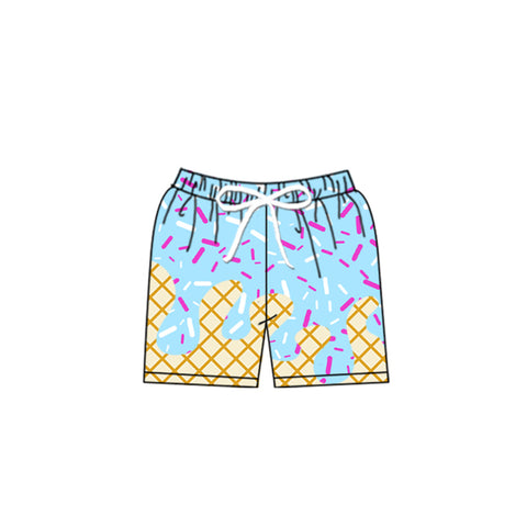 Preorder 09.04 S0580 Ice Cream Drip Sprinkles Blue Boy's Shorts Swim Trunks