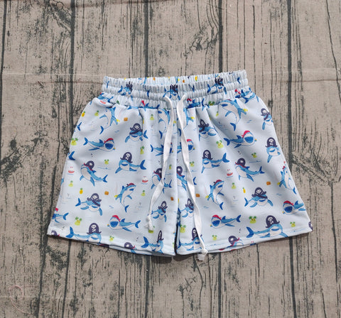 Preorder Samples S0586 Ocean Shark Blue Boy's Shorts Swim Trunks