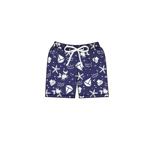 Preorder MOQ 5 pcs S0587 Ocean Crab Blue Boy's Shorts Swim Trunks
