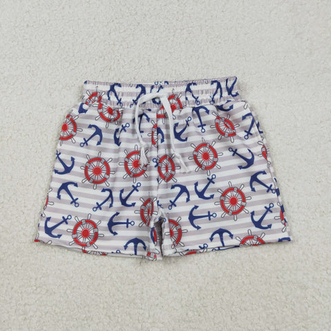 S0589 Ocean Sailboat Boy's Shorts Swim Trunks