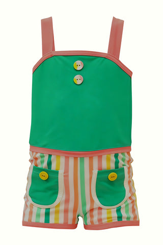 Preorder 12.06 MOQ 5 pcs S0614 Colorful Stripe Girls Swimsuit Onesie