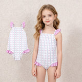 S0643 Flower Purple Girls Swimsuit Onesie