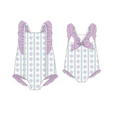 Preorder Samples S0643 Flower Purple Girls Swimsuit Onesie