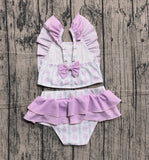 Preorder Samples S0644 Flower Purple Girls Swimsuit Set
