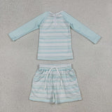 S0649 Mint Stripe Boys Swimsuit Set