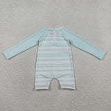 S0650 Mint Stripe Boys Swimsuit Onesie