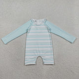 S0650 Mint Stripe Boys Swimsuit Onesie