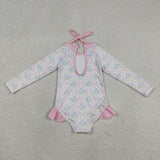S0655 Flower Bows Girls Swimsuit Onesie