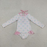 S0655 Flower Bows Girls Swimsuit Onesie