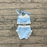 Preorder Samples S0694 Princess Sky Blue Girls Swimsuit Set