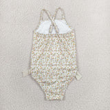 S0723 Flower Floral Bows Girls Swimsuit Onesie